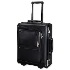 Alassio Trolley Pilot Case Multi-section 2 Combination Locks Leather-look Black Ref 45040