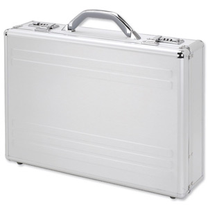 Alumaxx Kronos Laptop Attache Case with Padding 2 Combination Locks Silver Aluminium Ref 45131