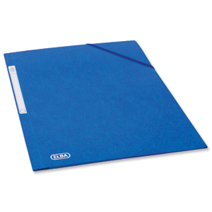 Elba Folder Elasticated 3-Flap 500gsm for 300 Sheets A4-Foolscap Blue Ref 100200978 [Pack 10] Ident: 197A