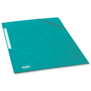 Elba Folder Elasticated 3-Flap 500gsm for 300 Sheets A4-Foolscap Green Ref 100200993 [Pack 10]