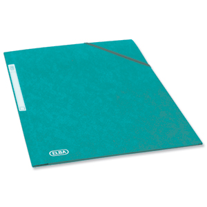 Elba Folder Elasticated 3-Flap 500gsm for 300 Sheets A4-Foolscap Green Ref 100200993 [Pack 10] Ident: 197A