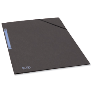 Elba Folder Elasticated 3-Flap 500gsm for 300 Sheets A4-Foolscap Black Ref 100200987 [Pack 10] Ident: 197A