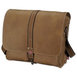 Pride and Soul Duke Shoulder Bag Leather 15inch Laptop Section 2 Front Pockets Brown Ref 47130 Ident: 772B