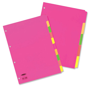 Concord Fluorescent Subject Dividers 230 Micron Punched 4 Holes 10-Part A4 Assorted Ref 89199 Ident: 246C