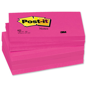 Post-it Colour Notes Pad of 100 Sheets 76x127mm Energetic Palette Ultra Fuchsia Ref 655N PI [Pack 6] Ident: 63B
