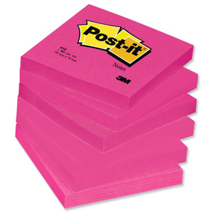 Post-it Colour Notes Pad of 100 Sheets 76x76mm Energetic Palette Ultra Fuchsia Ref 654N PI [Pack 6] Ident: 63B