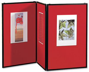 Nobo Showboard Desktop Display 5kg 3 Panels Each of W600xH900xD20mm Sides Black and Red Ref 1900047