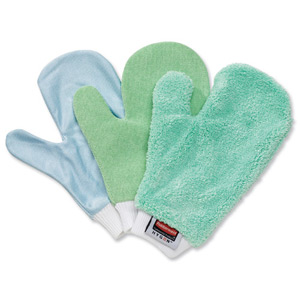 Rubbermaid Q652-00 Microfibre Dust Thumb Mitt Green Ref Q652-00-GR0 [Pack 3]