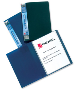 Rexel See and Store Book with Full-length Spine Ticket 20 Pockets A4 Blue Ref 10555BU Ident: 297D