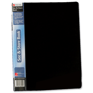 Rexel See and Store Book with Full-length Spine Ticket 20 Pockets A4 Black Ref 10555BK Ident: 297D