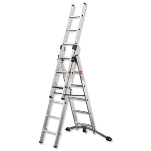 Combi Ladder 3 Section Capacity 150kg Rungs 2x6 and 1x5 for H4.8m 15.4kg Ident: 503D