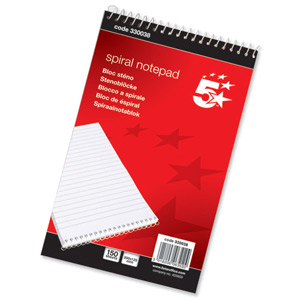 5 Star Spiral Notepad Headbound Ruled 300 Pages 125x200mm [Pack 10] Ident: 48B