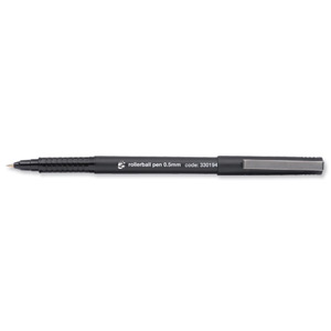 5 Star Rollerball Pen Fine 0.5mm Tip 0.3mm Line Black [Pack 12] Ident: 72H