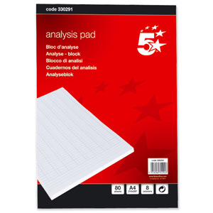 5 Star Analysis Pad Ruled 70gsm 8 Cash Column 80 Leaf A4 Ref 100080289