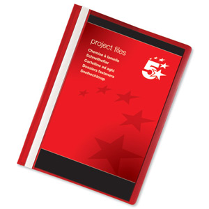 5 Star Project Flat File Lightweight Polypropylene with Indexing Strip A4 Red [Pack 5] Ident: 203H