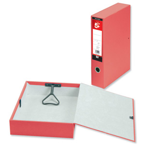 5 Star Box File Lock Spring with Ring Pull and Catch 75mm Spine Foolscap Red [Pack 5] Ident: 231F
