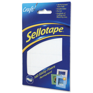Sellotape Sticky Fixers Double-sided 12x25mm 140 Pads Ref 1445422 [Pack 6]