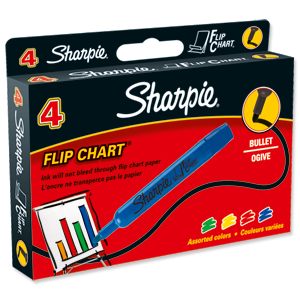 Sharpie Flipchart Marker Water-based Ink Bleed-free Bullet Tip Assorted Ref S0811360 [Pack 4] Ident: 98C