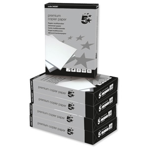 5 Star Copier Paper Smooth Ream-Wrapped 80gsm A4 High White [5 x 500 Sheets]
