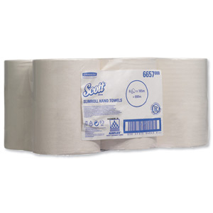 Scott Slimroll Hand Towel Single Ply White 200mmx165m Ref 6657 [Pack 6] Ident: 594E