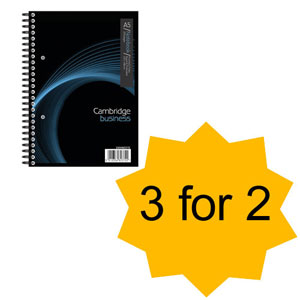 Cambridge Notebook 200 Page Wirebound Feint & Margin A5 Ref 100082372 [Pack 3] [3 for 2] Jan-Dec 2013