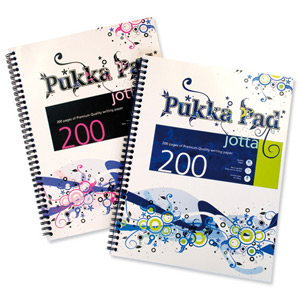 Pukka Pad Wave Jotta Notebook Wirebound Perforated Ruled 4-Hole 80gsm 200pp A4 Assorted Ref 6503 [Pack 3] Ident: 42A