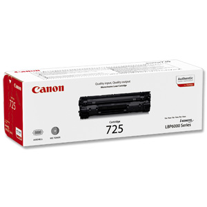 Canon CRG-725 Laser Toner Cartridge Page Life 1600pp Black Ref 3484B002 Ident: 798S