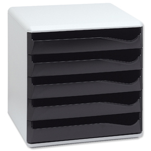 Post Set Filing Unit with 5 Drawers A4 W291xD352xH291mm Black and Grey
