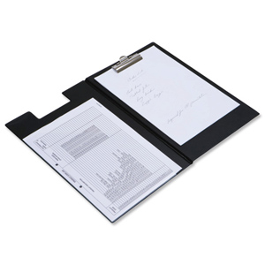 Clipboard Fold Over Executive PVC Finish with Pocket Foolscap Black