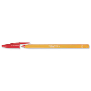 Bic Orange Ball Pen 0.8mm Tip 0.2mm Line Red Ref 1199110112 [Pack 20]