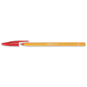 Bic Orange Ball Pen 0.8mm Tip 0.2mm Line Red Ref 1199110112 [Pack 20] Ident: 84E