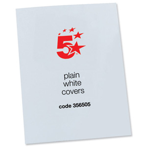 5 Star Binding Covers 250gsm Plain A4 Gloss White [Box 100] Ident: 712B