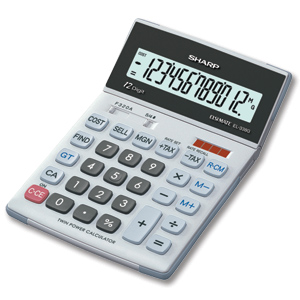 Sharp Large Desktop Calculator Solar/Battery-power 12 Digit 3 Key Memory Ref EL338GGY Ident: 663D