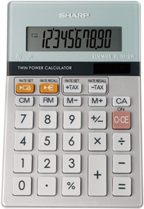 Sharp Calculator Desktop Battery Solar-power Euro 10 Digit 100x152x15mm Ref EL331ERB Ident: 664A