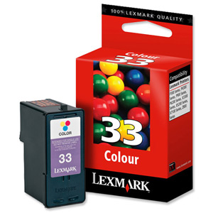 Lexmark No. 33 Inkjet Cartridge Page Life 190pp Colour Ref 018CX033E