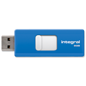 Integral Slide Flash Drive USB 2.0 Retractable 8GB Blue Ref INFD8GBSLDBL Ident: 777C