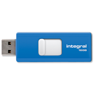 Integral Slide Flash Drive USB 2.0 Retractable 16GB Blue Ref INFD16GBSLDBL Ident: 777C