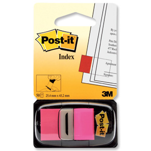 Post-it Index Flag 50 per Pack 25mm Bright Pink Ref 680-21 [Pack 12]