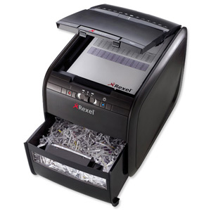 Rexel AutoPlus 60X Shredder Confetti Cross Cut 15 Litre DIN 3 4x50mm 60x 80gsm Ref 2103060