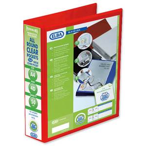 Elba Presentation Ring Binder PVC 4 D-Ring 50mm Capacity A4 Red Ref 400008432 [Pack 4]