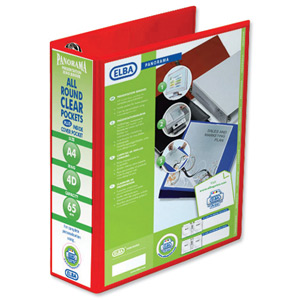 Elba Presentation Ring Binder PVC 4 D-Ring 65mm Capacity A4 Red Ref 400008674 [Pack 4]