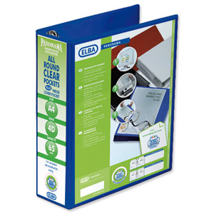 Elba Presentation Ring Binder PVC 4 D-Ring 65mm Capacity A4 Blue Ref 400008675 [Pack 4]