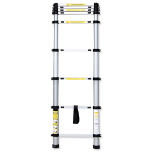 Telescopic Ladder Aluminium Lightweight Sturdy for Load 150kg 9 Steps 2.6m Extended