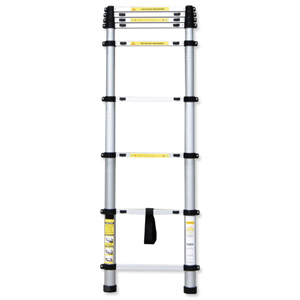 Telescopic Ladder Aluminium Lightweight Sturdy for Load 150kg 9 Steps 2.6m Extended