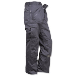 Portwest Action Trousers Polycotton Reinforced Multiple-pockets Tall 32in Black Ref S887TALLBlack32 Ident: 528D
