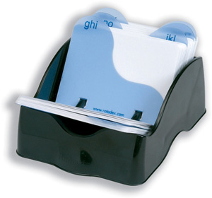 Rotadex Minimate Card File Open with 150 x A7 Cards and A-Z Index Black Ref MMATEOA7-150
