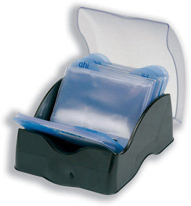 Rotadex Minimate Business Card File Closed with 50 Sleeves and A-Z Index Black Ref MMATECBC-50