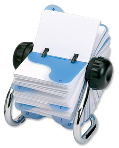 Rotadex Rotamate Rotary Card File with 500 x A7 Cards and A-Z Index Chrome Ref RMA7CE