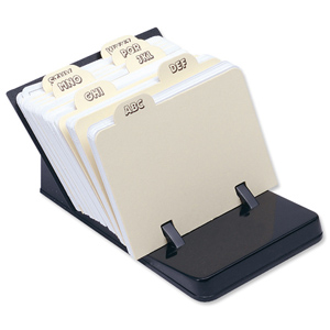 Mini Card File with 150 x A7 Cards and A-Z Index Black