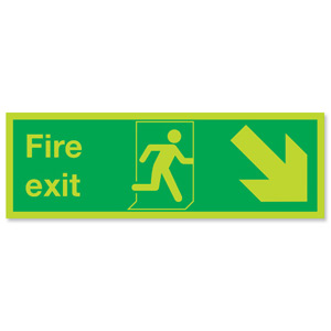 Niteglo Fire Exit Sign Man and Arrow Down Right 450x150mm Polypropylene Ref FX04211M Ident: 546A